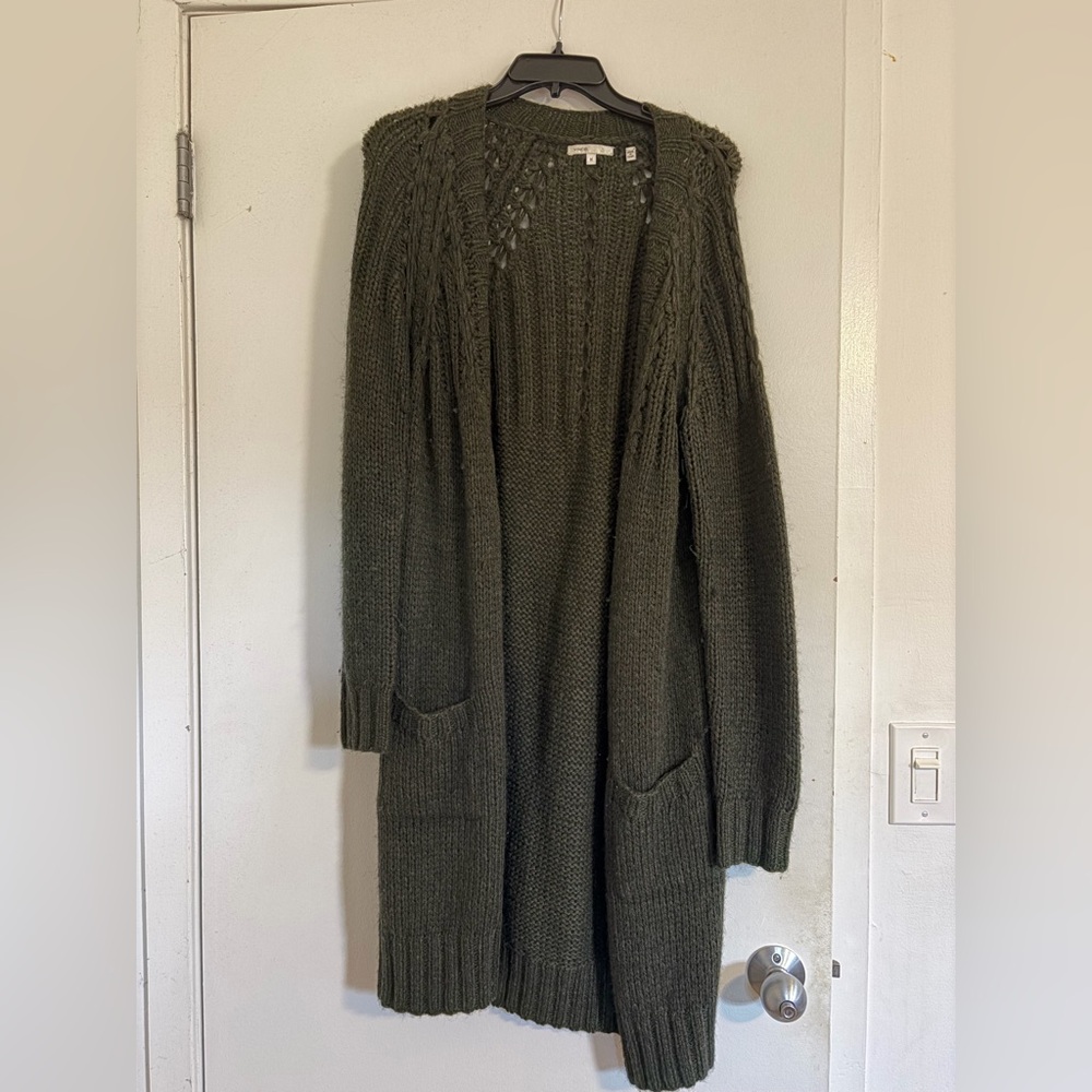 Vince Women's Green Knit Sweater Cardigan - Picture 2 of 6